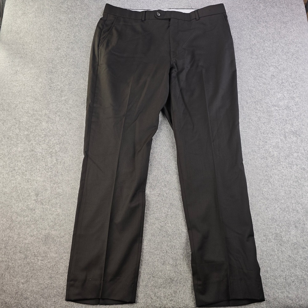Saks Fifth Avenue Marzotto Black Wool Dress Pants Mens 38x32 Flat Front Trousers